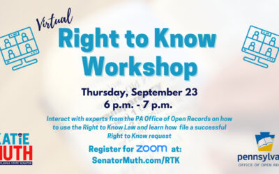 Senator Muth, PA Office of Open Records to Host Virtual Right to Know Workshop